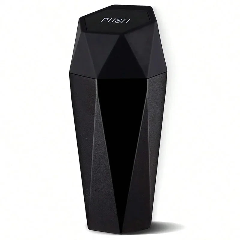 Compact Push-Lid Car Trash Can