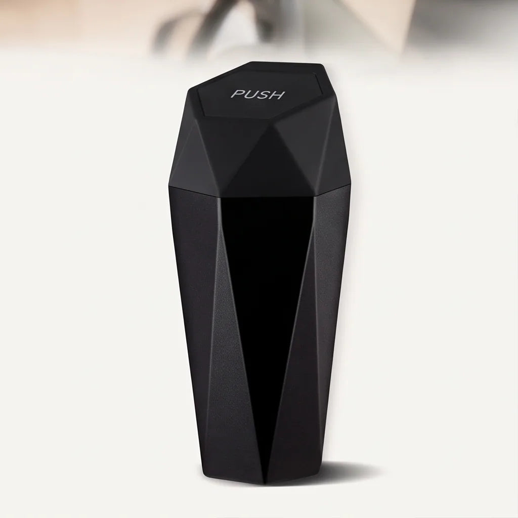 Compact Push-Lid Car Trash Can